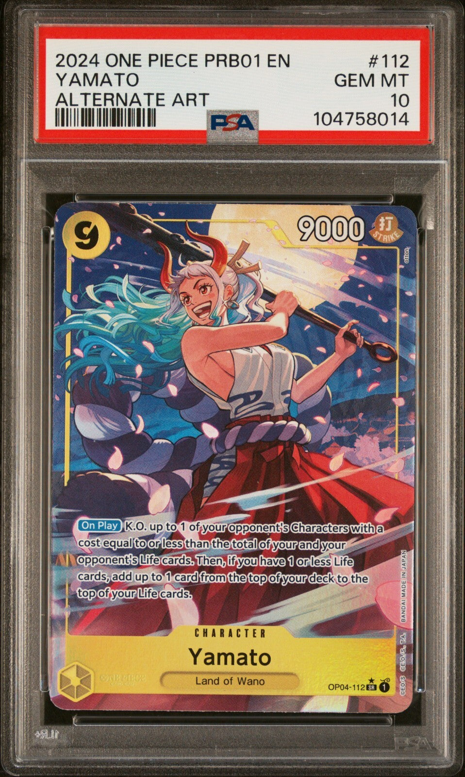ONE PIECE PRB01 - 112 YAMATO ALT ART PSA 10
