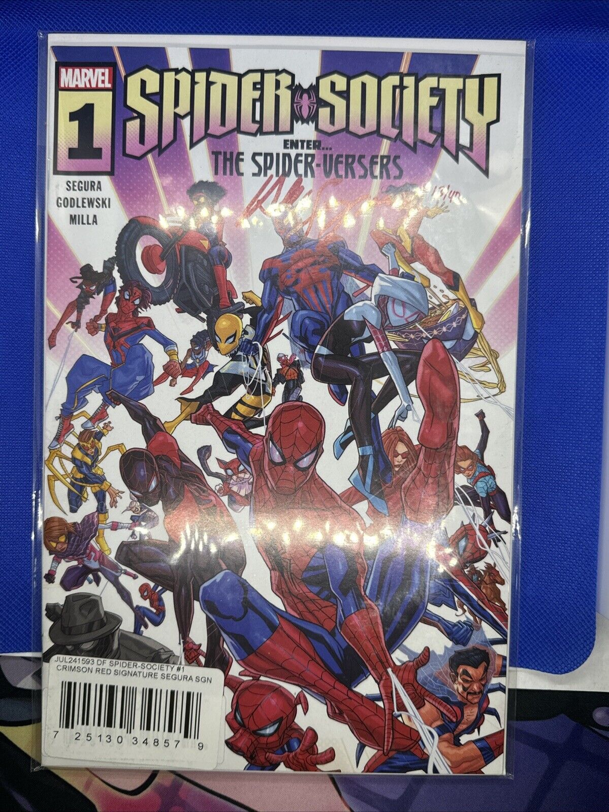 SPIDER SOCIETY #1 SIGNED BY ALEX SEGURA W/COA PETE WOODS VARIANT 2024 NM