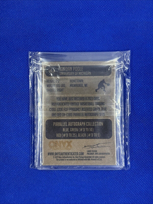 JORDAN POOLE 2021 Onyx Vintage Authenticated on-card AUTO / AUTOGRAPH