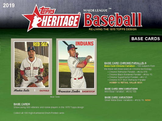 2019 Heritage Baseball Blaster Box (8 Packs/9 Cards)