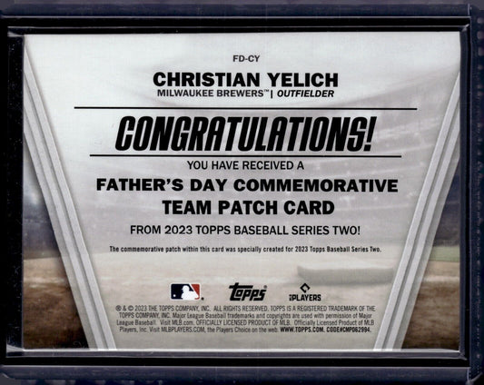 2023 Series 2 Father's Day Commemorative Team Patch Black /299 Christian Yelich