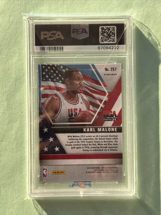 2019 PANINI MOSAIC RED MOSAIC #257 KARL MALONE PSA 5