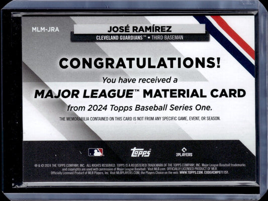 2024 Topps Series 1 - Major League Material #MLM-JRA Jose Ramirez (Black) /199