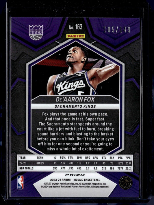 2023-24 Panini Mosaic - Pink Mosaic Prizm #163 De'Aaron Fox /149