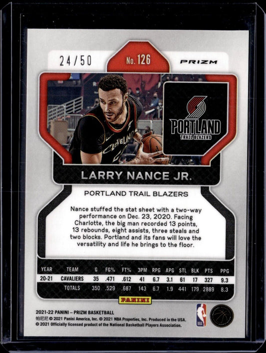 2021-22 Panini Prizm LARRY NANCE JR. #126 Pink Fast Break Prizm /50-Portland