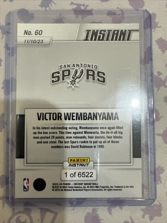 Victor Wembanyama 2023-24 Panini #60 NBA Rookie Basketball Card Spurs 1 of 6522