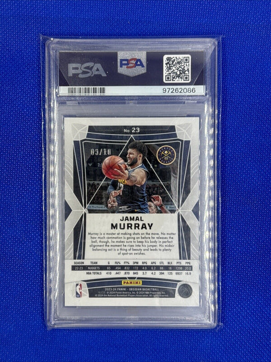 2023 Panini Obsidian Jamal Murray Electric Etch Molten Mojo /10 PSA 9