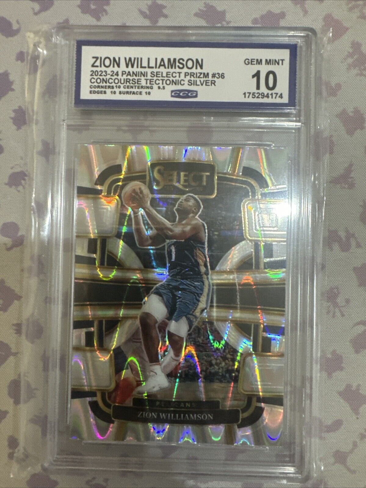 2023-24 Panini Select Concourse Silver Prizm #36 Zion Williamson CCG Gem Mint 10