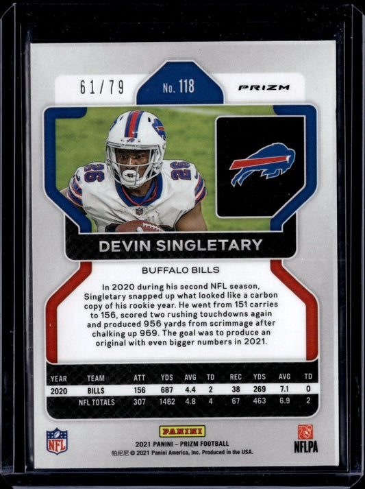 2021 Panini Prizm - No Huddle Blue Prizm #118 Devin Singletary /79