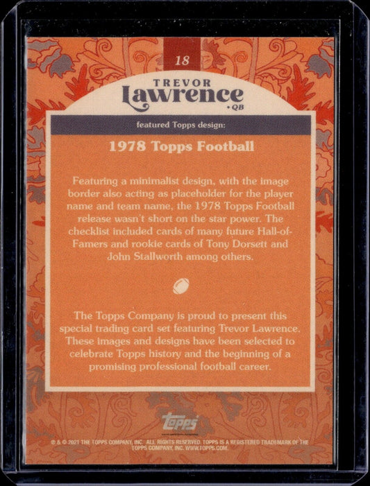 2021 Topps Trevor Lawrence Blue QB RC #/199 #18