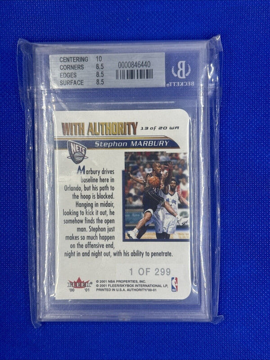Stephon Marbury FLEER AUTHORITY BECKETT 8.5 1 Of 299 NBA 2001 T11-96