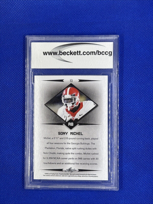 Sony Michel 2018 Leaf Rookie Star #13 Graded BCCG 10 Mint Rams UGA Bulldogs