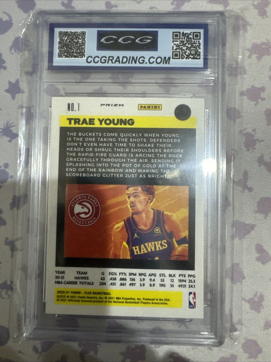 2020-2021 Panini Prizm Trae Young #1 Silver Pulsar ATL Hawks CCG Gem Mint 10
