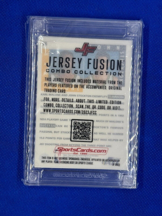 KARL MALONE JOHN STOCKTON 2023 JERSEY FUSION DUAL GAME WORN JERSEY /50