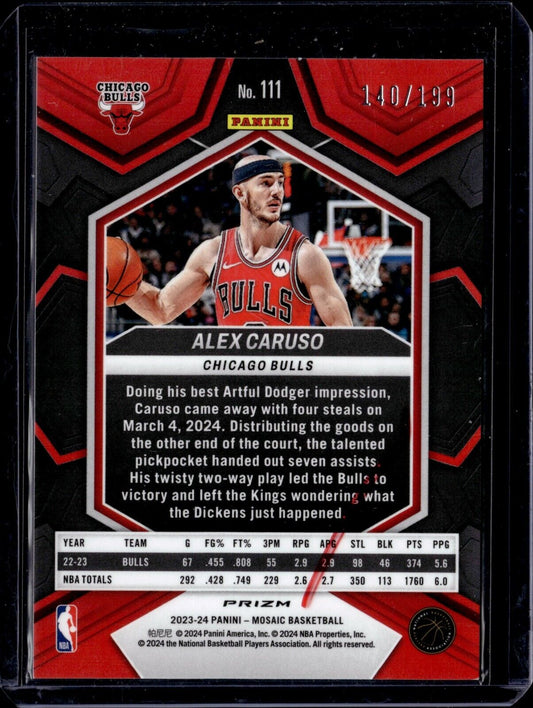 2023-24 Panini Mosaic Blue Mosaic Prizm #111 Alex Caruso /199