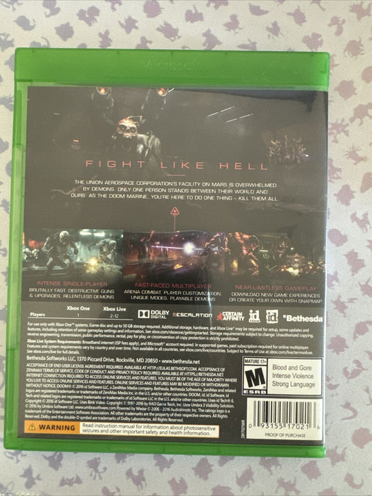 Doom - Microsoft Xbox One Complete In Box