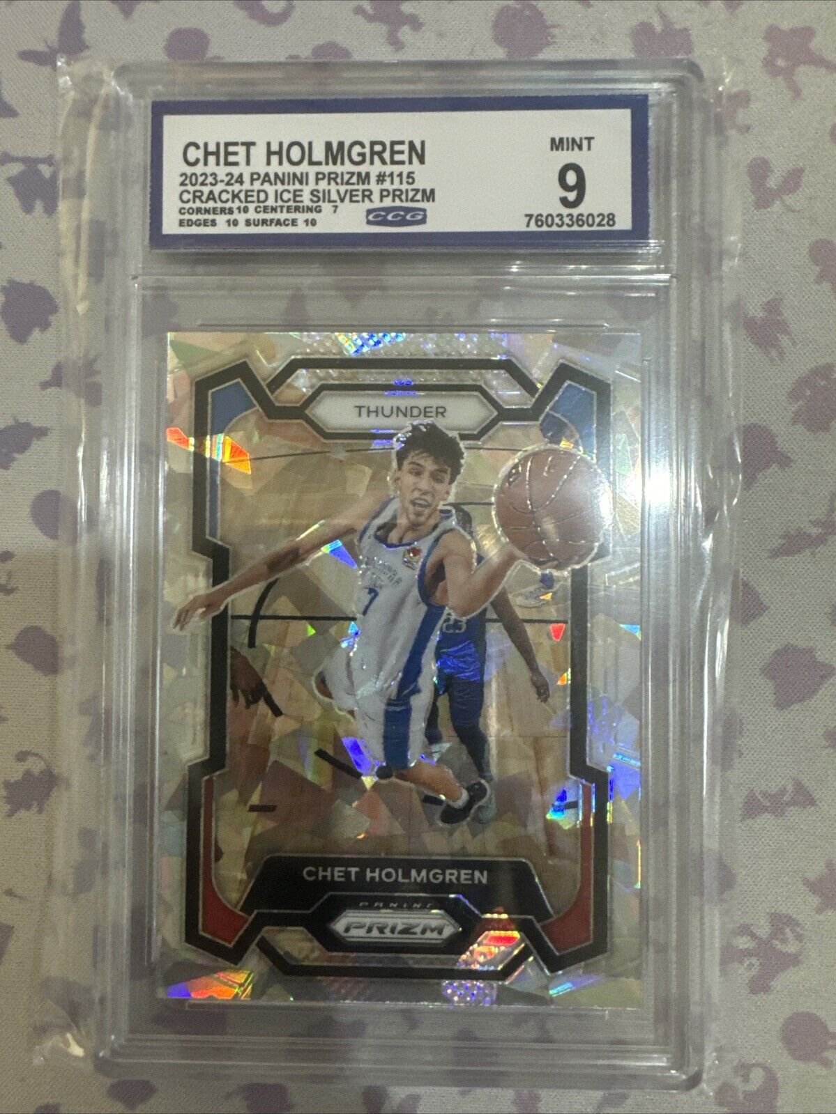2023-24 Panini Prizm - Ice Prizm #115 Chet Holmgren CCG Mint 9