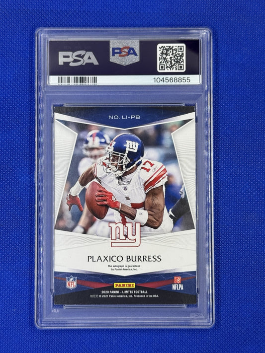 2020 Limited Plaxico Burress Limited Ink Auto Silver Spotlight /75 PSA 7
