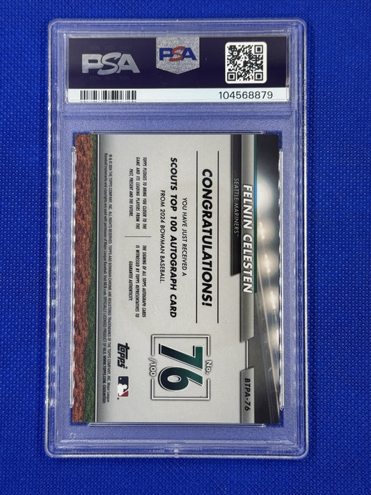 2024 Bowman Top 100 Auto Gold Felnin Celesten #BTPA-76 #/50 PSA 9 Mariners RC