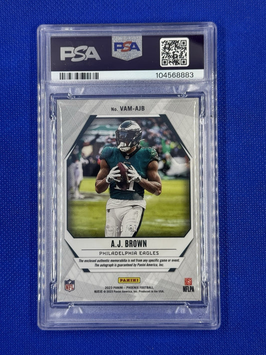 2023 Phoenix Football AJ brown #VAM-AJB Veteran Autograph & Material 50/50 PSA 7