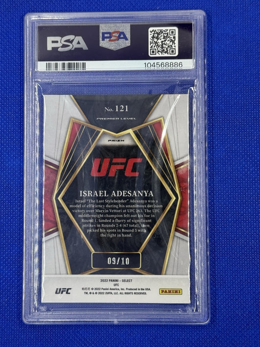 ISRAEL ADESANYA - 2022 SELECT UFC - #121 - GOLD DISCO PRIZM #4/10 - PSA 10 -