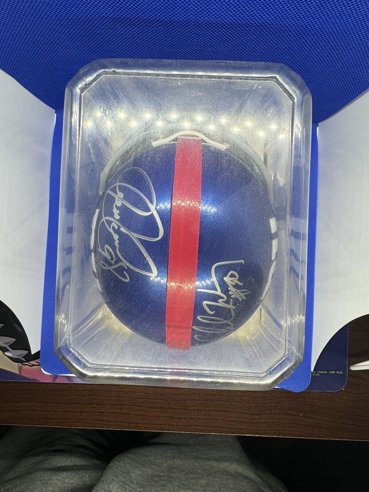 Dual Signature By Charles Way #30 And #98 NY GIANTS RIDDELL MINI HELMET CIB