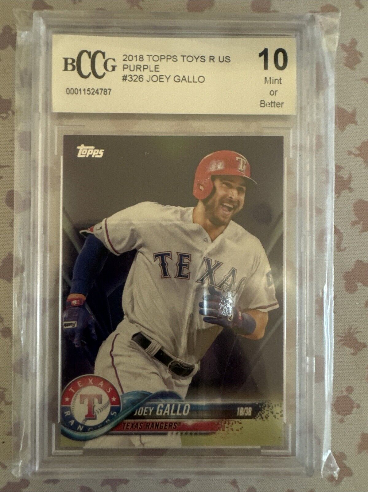 2018 Topps Toys R Us Purple Joey Gallo #326 GRADED BCCG 10 Texas Rangers