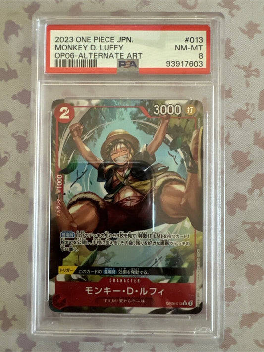 2023 One Piece Cards Monkey D. Luffy PSA 8 OP06-013 R ALT ART Japanese