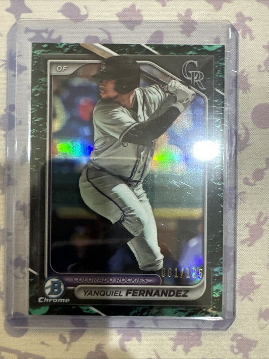 2024 Bowman Chrome Prospects Aqua Lunar Refractor BCP-90 Yanquiel Fernandez /125