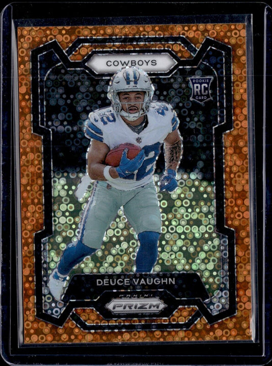 2023 Panini Prizm - Rookies Orange Disco Prizm #324 Deuce Vaughn (RC)