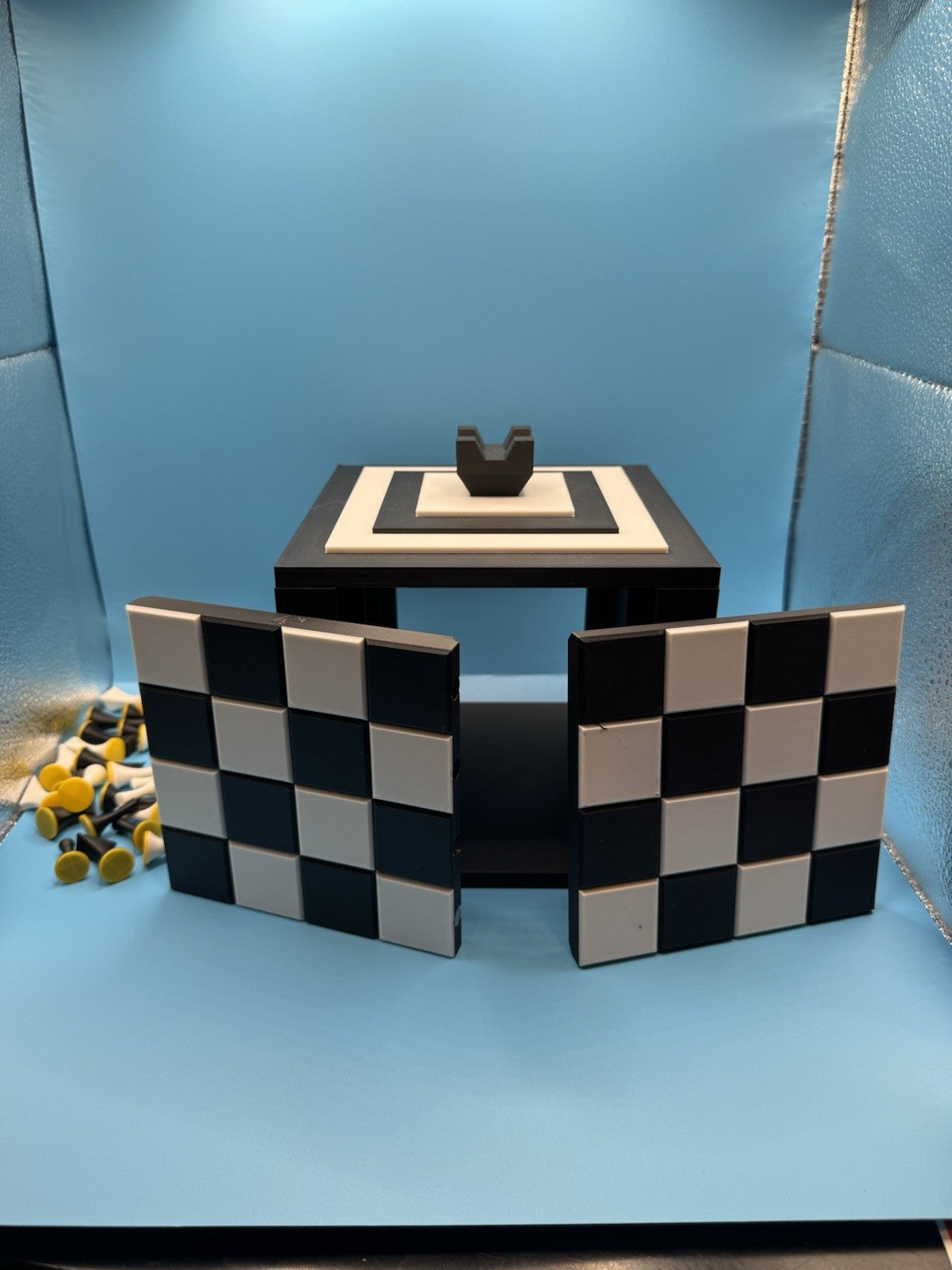 CHESS BOARD WITH STORAGE, With Magnetic Attachment For Lid And Board