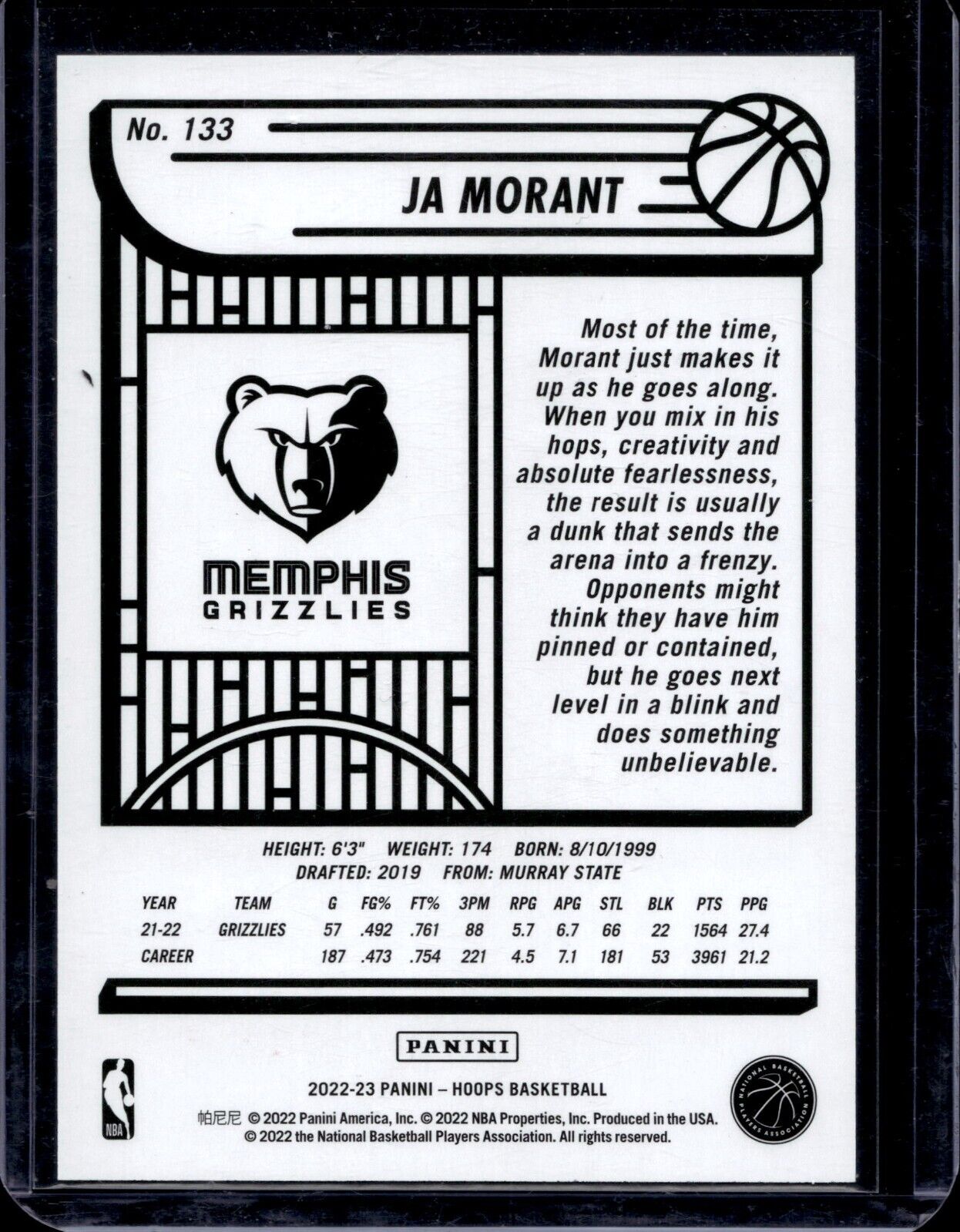 2022-23 Panini NBA Hoops - #133 Ja Morant /75 