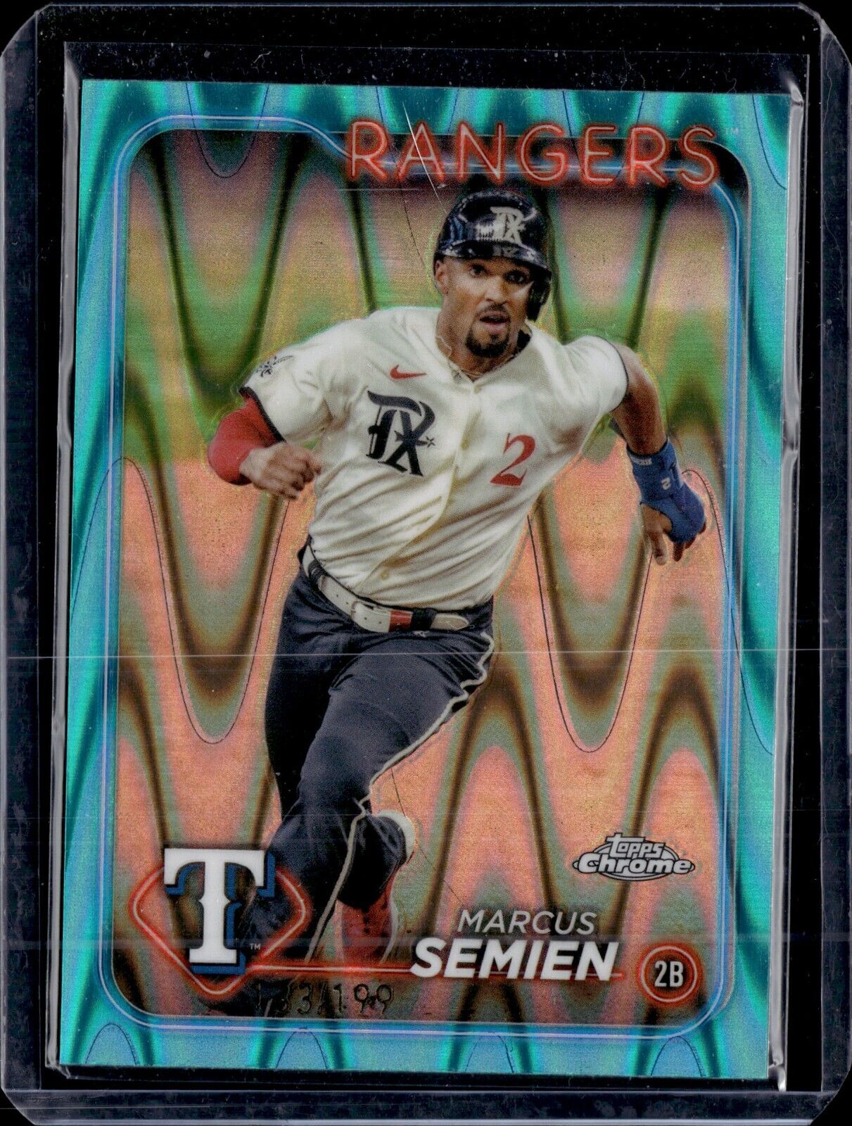 2024 Topps Chrome - #102 Marcus Semien (RayWave Aqua Refactor) /199