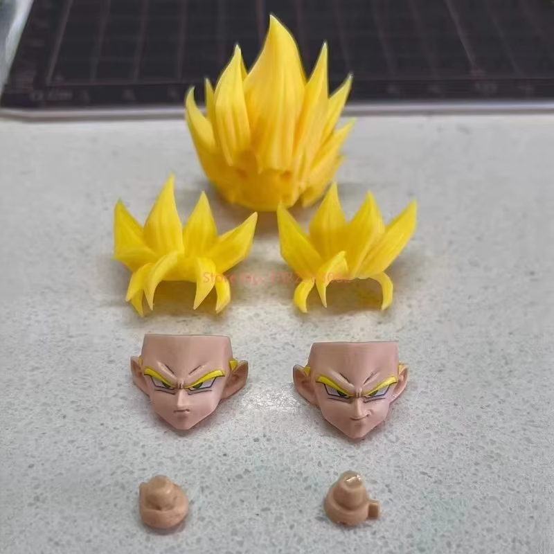 In Stock Dragon Ball Carving Heads Accessories Son Goku Action Figurine Anime Cu