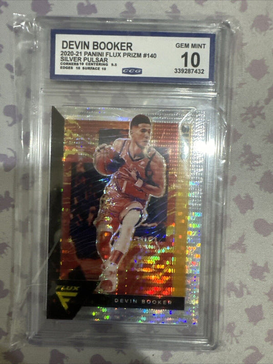 2020-2021 Panini Flux Prizm Devin Booker 140 Silver Pulsar CCG Gem Mint 10