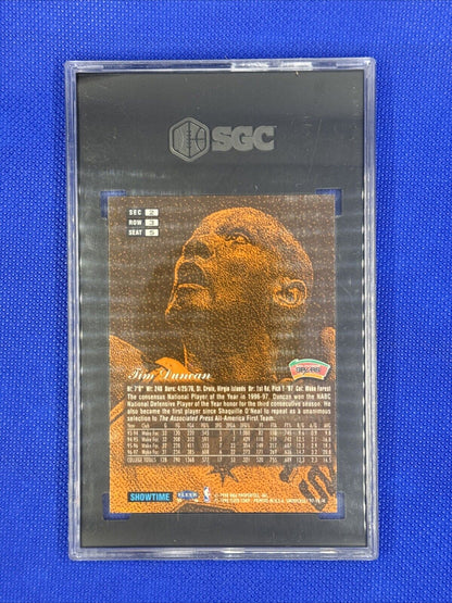 1997 FLAIR SHOWCASE 5 TIM DUNCAN ROW 3 RC ROOKIE SGC 9 MINT