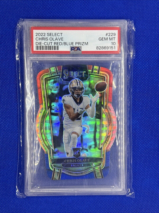 2022 Select Football-Die Cut Red/Blue Prizm Chris Olave (RC) #229 PSA Gem MT 10