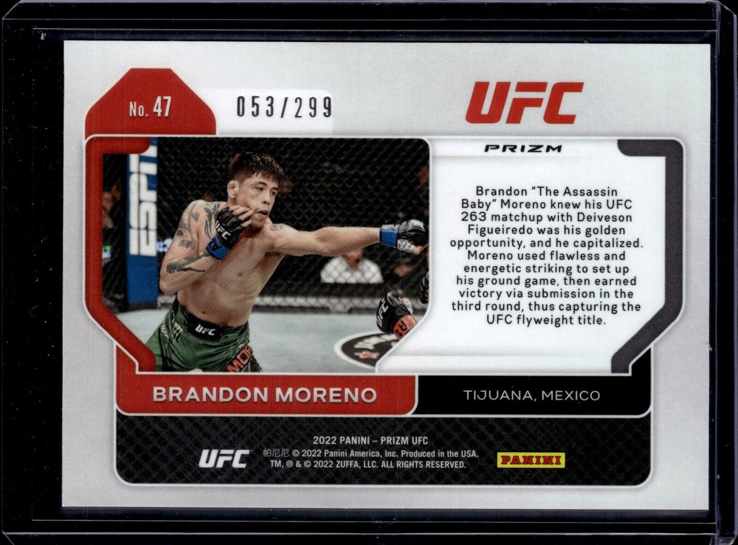 Brandon Moreno [Red] #47 2022 Panini Prizm UFC /299