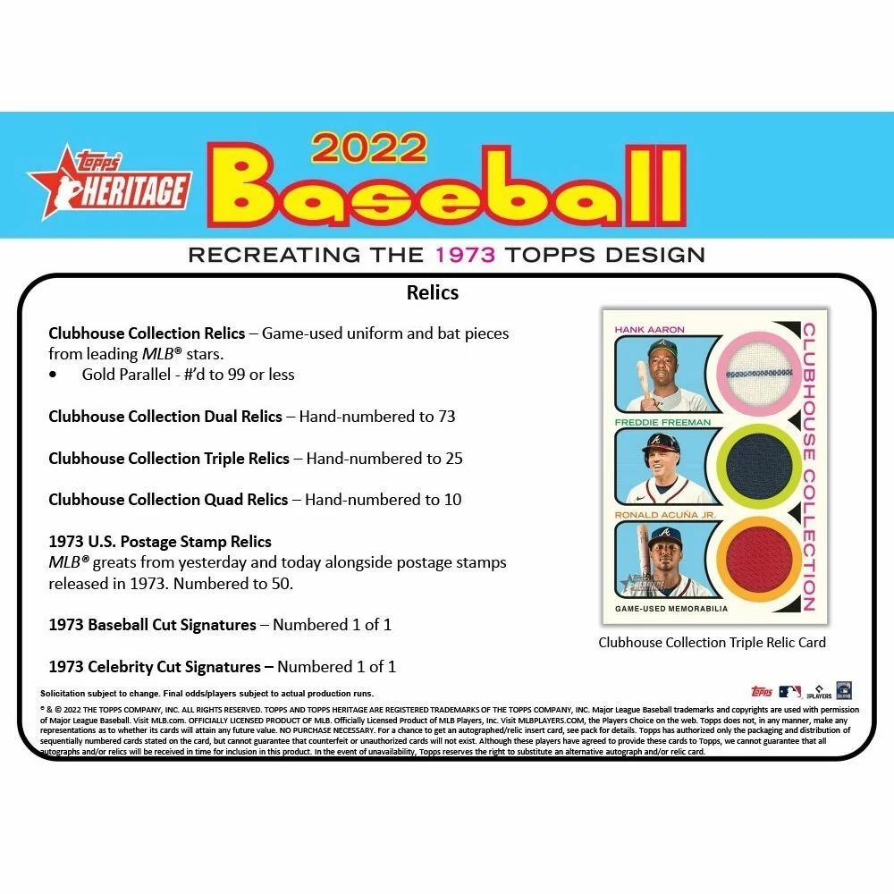 2022  Heritage MLB Baseball Hanger Box