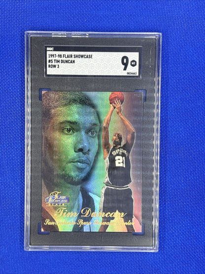 1997 FLAIR SHOWCASE 5 TIM DUNCAN ROW 3 RC ROOKIE SGC 9 MINT