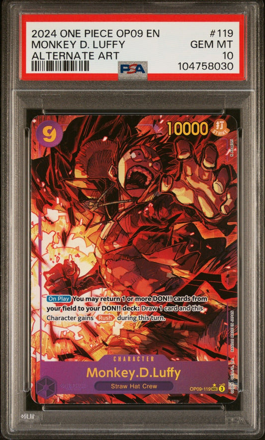 ONE PIECE OP09 - EMPERORS IN THE NEW WORLD 119 MONKEY D. LUFFY ALT ART PSA 10