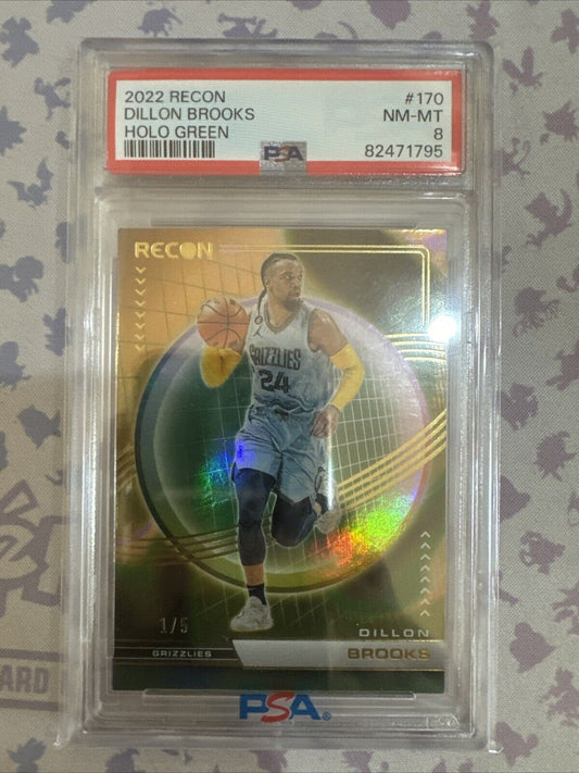 2022-23 Panini Recon - Holo Green #170 Dillon Brooks /5 PSA 8 NM