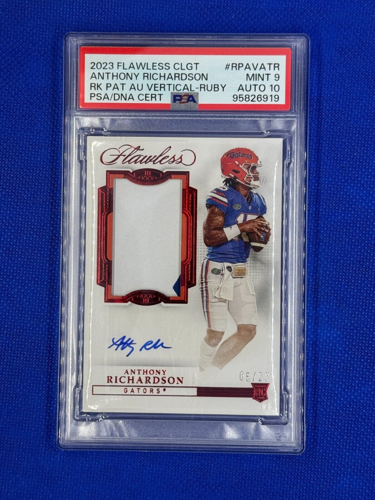 2023 Flawless CLGT Anthony Richardson #RPAV-ATR (AU, MEM) PSA 9 Mint Auto 10