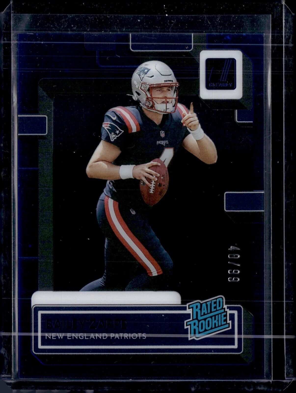 Bailey Zappe [Blue] #79 2022 Panini Clearly Donruss /99