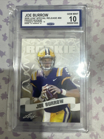Joe burrow (RC) Graded Gem 10 - 2020 Leaf Special Release Prized Rookie #08