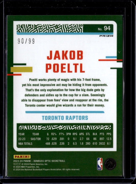 2023-24 Panini Donruss Optic Fast Break Purple #94 /99 Jakob Poeltl