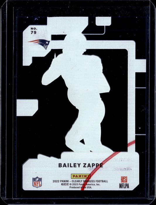 Bailey Zappe [Blue] #79 2022 Panini Clearly Donruss /99