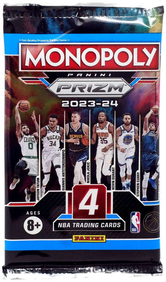 NBA Monopoly 2023-24 Prizm Basketball Trading Card Booster Pack (4 Cards)