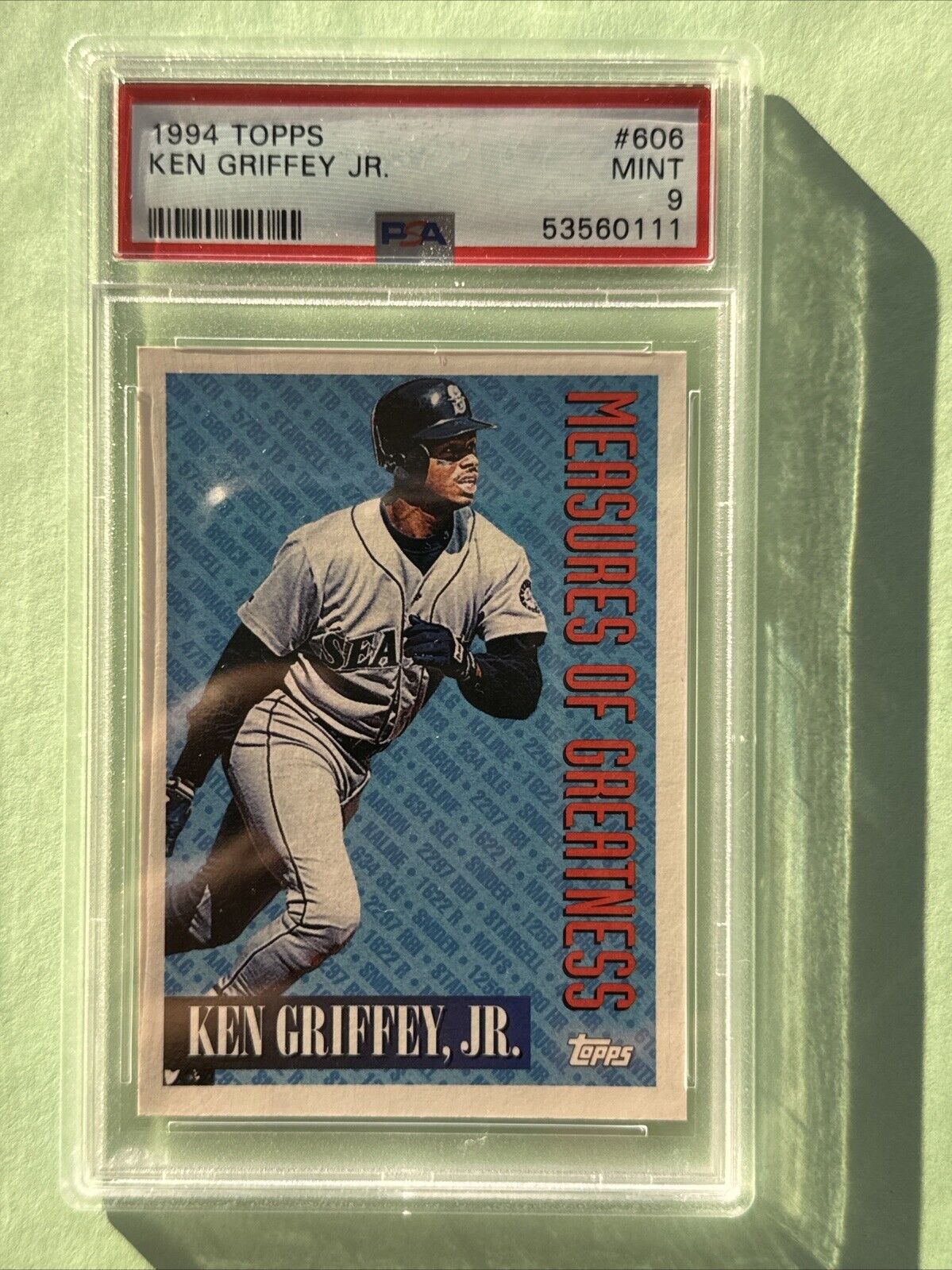 KEN GRIFFEY JR. 1994 TOPPS GOLD MEASURES OF GREATNESS #606 PSA Mint 9