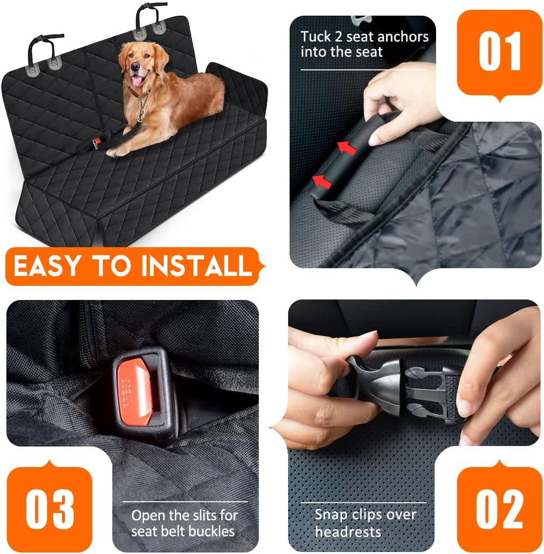 Dog Car Seat Cover, Back Seat Cover for Dogs Pet Car Seat Protector Waterproof B